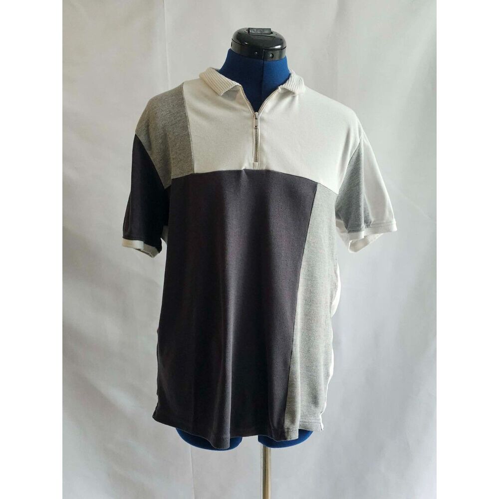 Retro Denim & Flower Ricky Singh Colorblock Quarter Zip Polo M